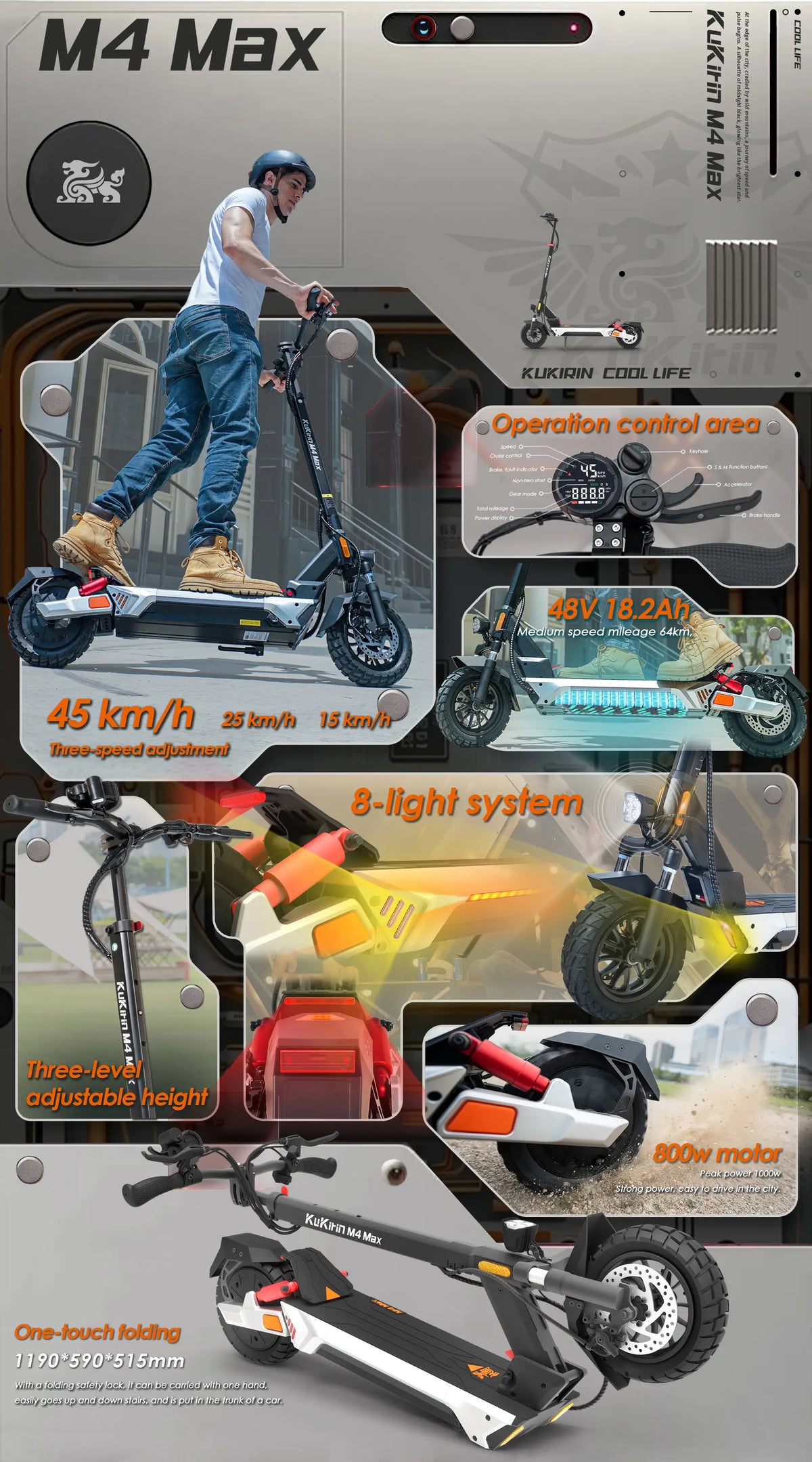 KuKirin M4 Max Electric Scooter detail image 4